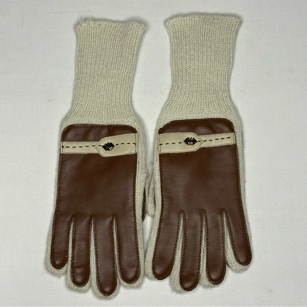 Vintage Knit & Faux Leather Driving Gloves